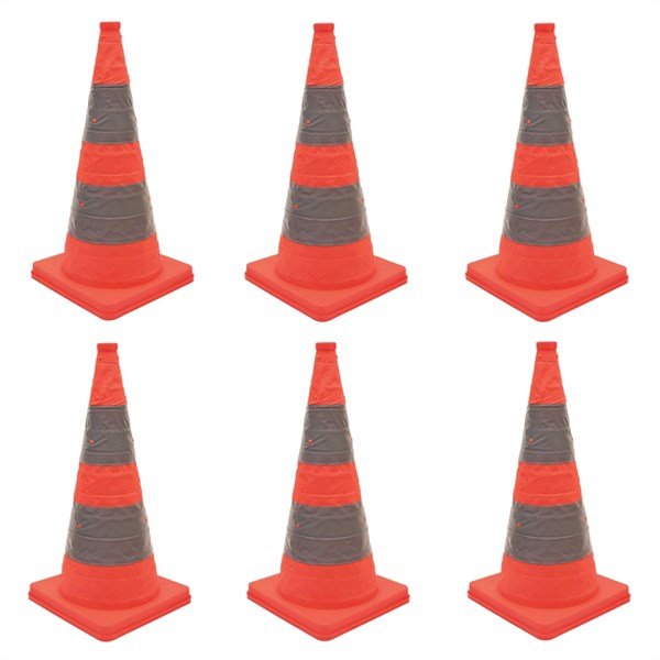 Faltleitkegel 70 cm mit LED Beleuchtung und teilreflektierender Leitkegel 6 Stück