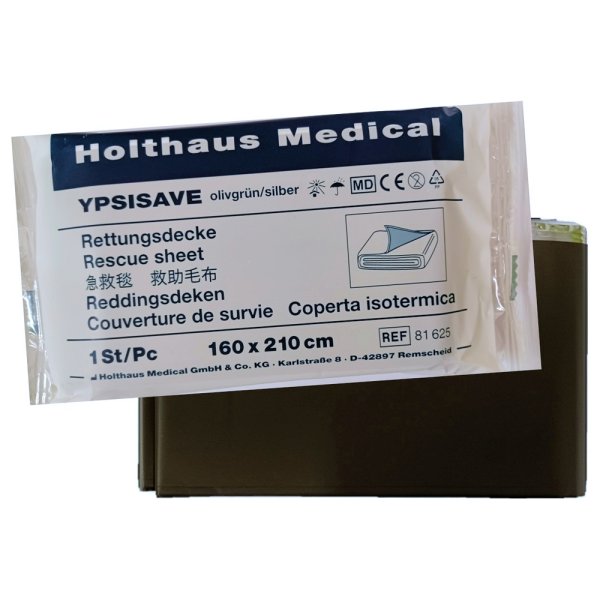 Rettungsdecke HOLTHAUS Medical Shop olivgrün silber 210 x 160 cm